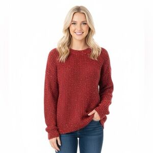 Main Strip size medium confetti Pom Pom distressed hem sweater